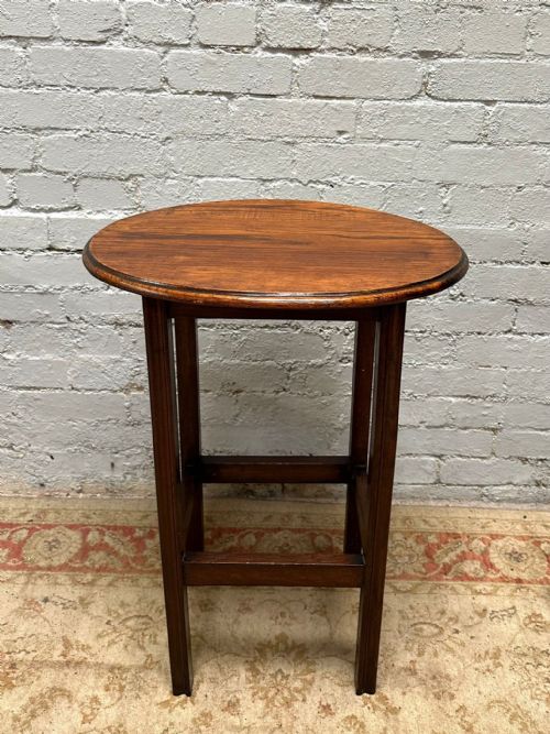 ANTIQUE EDWARDIAN OAK SIDE TABLE OVAL TOP C1910 - ADDITIONAL PHOTO 6
