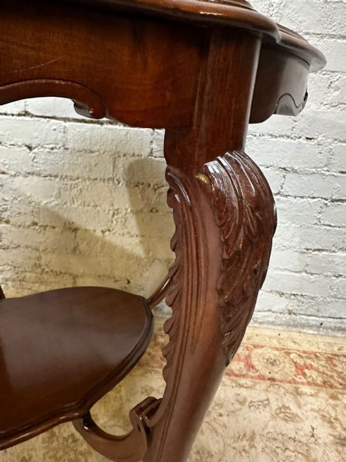 ANTIQUE ENGLISH CHIPPENDALE STYLE MAHOGANY TEA TABLE C1920 - ADDITIONAL PHOTO 4