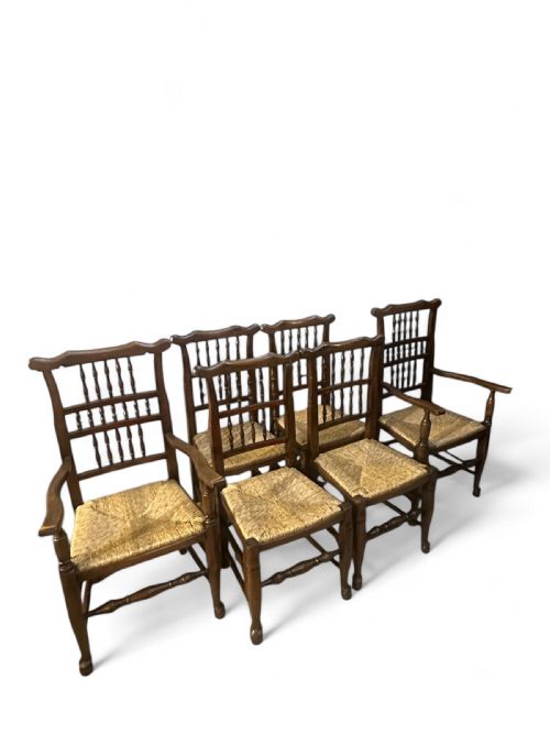 ANTIQUE GEORGIAN SPINDLE BACK DINING CHAIRS SET OF SIX C1800 - ADDITIONAL PHOTO 6
