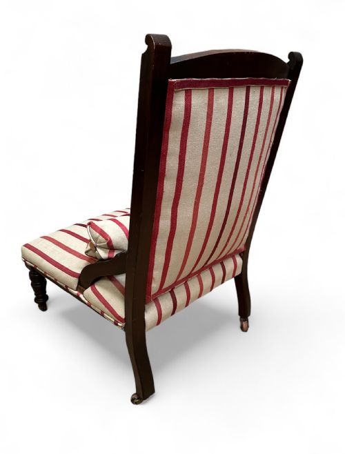 ANTIQUE EDWARDIAN SLIPPER CHAIR SOLID OAK FRAME C1905 - ADDITIONAL PHOTO 2