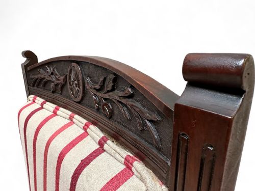ANTIQUE EDWARDIAN SLIPPER CHAIR SOLID OAK FRAME C1905 - ADDITIONAL PHOTO 4