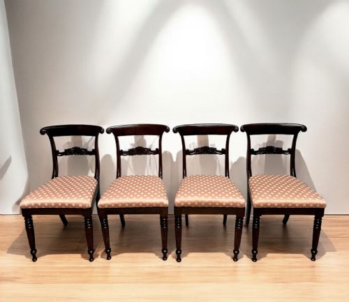 antique regency beech side chairs set of four c1820 - CATEGORY: ANTIQUE CHAIRS - DATED REGENCY