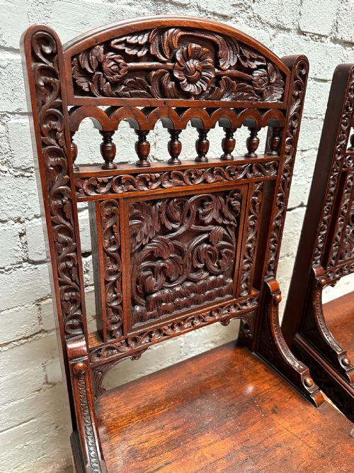ANTIQUE VICTORIAN CARVED MAHOGANY SIDE CHAIRS C1880 - ADDITIONAL PHOTO 1