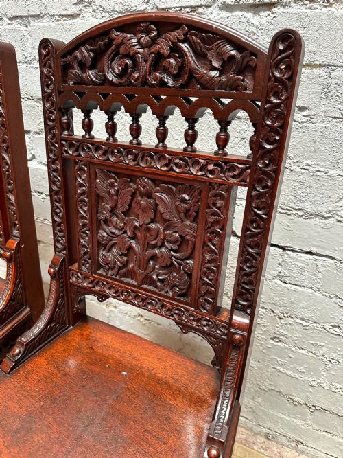 ANTIQUE VICTORIAN CARVED MAHOGANY SIDE CHAIRS C1880 - ADDITIONAL PHOTO 2