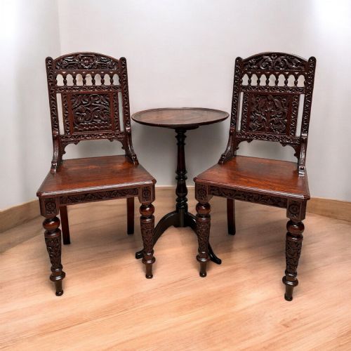 ANTIQUE VICTORIAN CARVED MAHOGANY SIDE CHAIRS C1880 - ADDITIONAL PHOTO 3