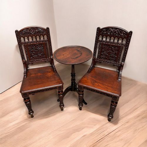 ANTIQUE VICTORIAN CARVED MAHOGANY SIDE CHAIRS C1880 - ADDITIONAL PHOTO 5