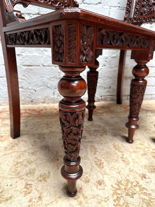 ANTIQUE VICTORIAN CARVED MAHOGANY SIDE CHAIRS C1880 - ADDITIONAL PHOTO 6