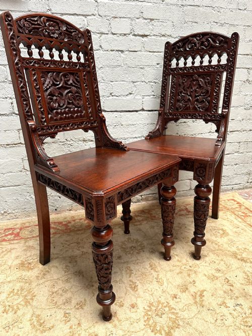 ANTIQUE VICTORIAN CARVED MAHOGANY SIDE CHAIRS C1880 - ADDITIONAL PHOTO 7