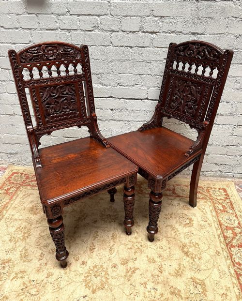 ANTIQUE VICTORIAN CARVED MAHOGANY SIDE CHAIRS C1880 - ADDITIONAL PHOTO 8