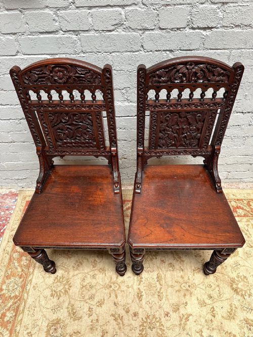 ANTIQUE VICTORIAN CARVED MAHOGANY SIDE CHAIRS C1880 - ADDITIONAL PHOTO 9