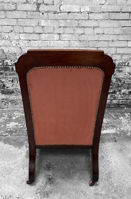 ANTIQUE VICTORIAN NURSING ARMCHAIR MAHOGANY FRAME C1880 - ADDITIONAL PHOTO 2