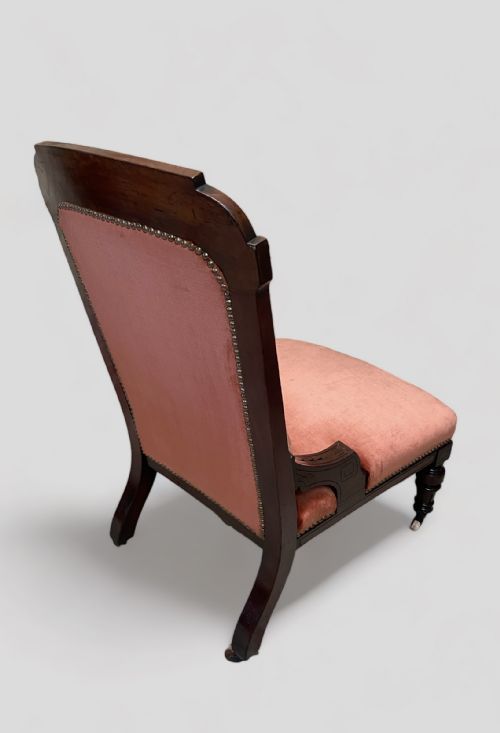 ANTIQUE VICTORIAN NURSING ARMCHAIR MAHOGANY FRAME C1880 - ADDITIONAL PHOTO 5