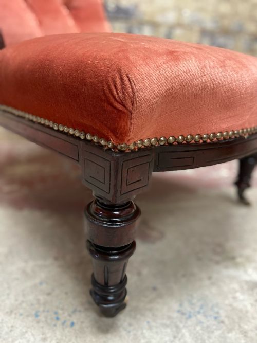 ANTIQUE VICTORIAN NURSING ARMCHAIR MAHOGANY FRAME C1880 - ADDITIONAL PHOTO 6