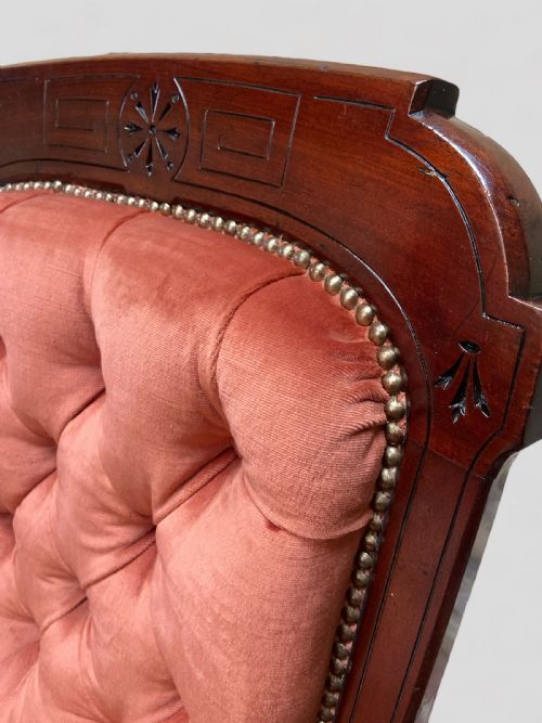 ANTIQUE VICTORIAN NURSING ARMCHAIR MAHOGANY FRAME C1880 - ADDITIONAL PHOTO 8