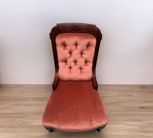 ANTIQUE VICTORIAN NURSING ARMCHAIR MAHOGANY FRAME C1880 - ADDITIONAL PHOTO 10