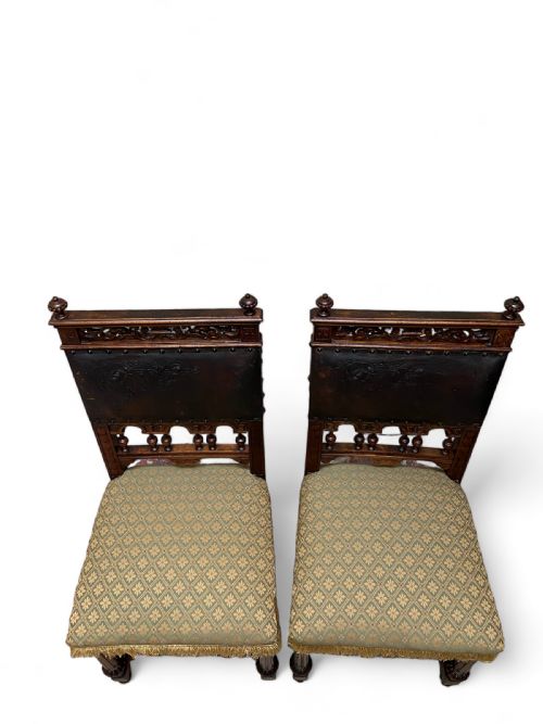 ANTIQUE 19TH CENTURY SIDE CHAIRS HAND CARVED MAHOGANY - ADDITIONAL PHOTO 2