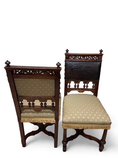 ANTIQUE 19TH CENTURY SIDE CHAIRS HAND CARVED MAHOGANY - ADDITIONAL PHOTO 3