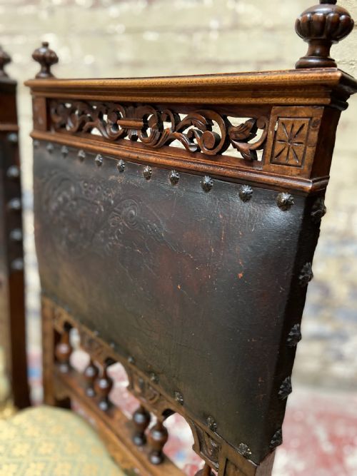 ANTIQUE 19TH CENTURY SIDE CHAIRS HAND CARVED MAHOGANY - ADDITIONAL PHOTO 7