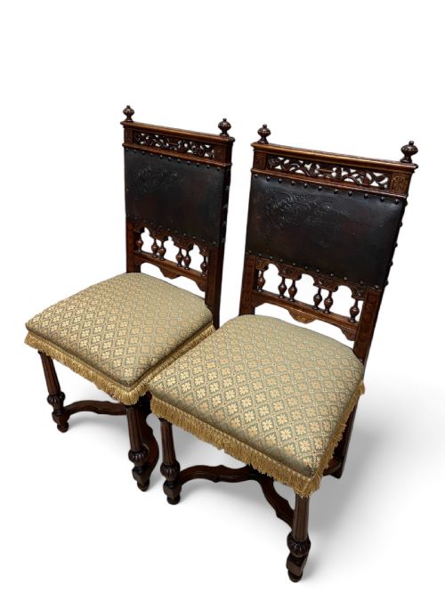 ANTIQUE 19TH CENTURY SIDE CHAIRS HAND CARVED MAHOGANY - ADDITIONAL PHOTO 8