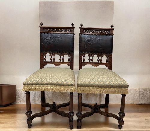 ANTIQUE 19TH CENTURY SIDE CHAIRS HAND CARVED MAHOGANY - ADDITIONAL PHOTO 9
