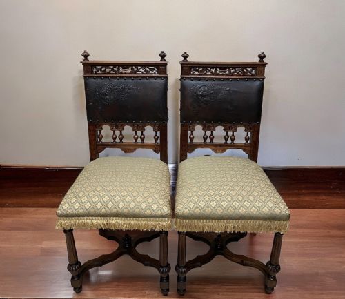 ANTIQUE 19TH CENTURY SIDE CHAIRS HAND CARVED MAHOGANY - ADDITIONAL PHOTO 10