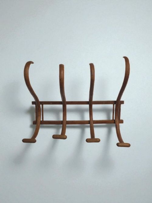 VINTAGE BENTWOOD WALL COAT RACK C1940S HALL HANGER - ADDITIONAL PHOTO 1