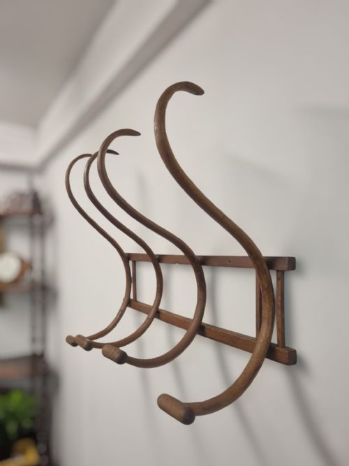 VINTAGE BENTWOOD WALL COAT RACK C1940S HALL HANGER - ADDITIONAL PHOTO 4