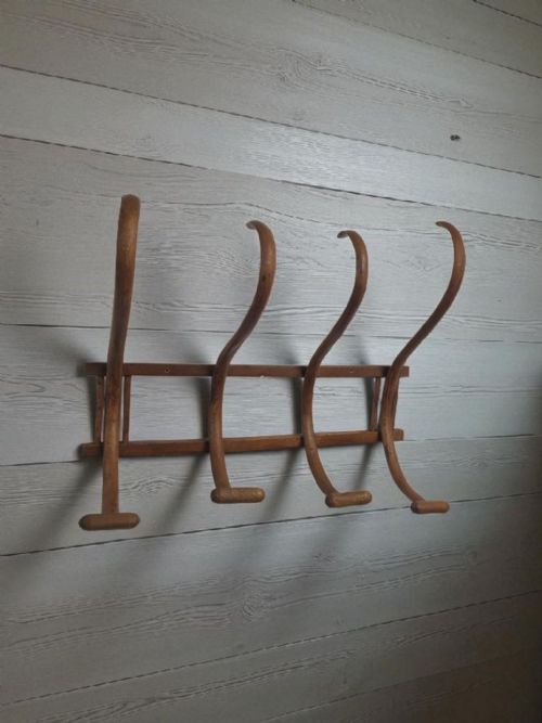 VINTAGE BENTWOOD WALL COAT RACK C1940S HALL HANGER - ADDITIONAL PHOTO 5