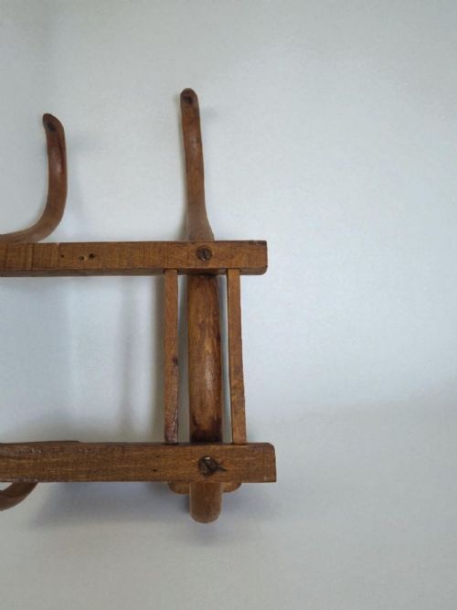 VINTAGE BENTWOOD WALL COAT RACK C1940S HALL HANGER - ADDITIONAL PHOTO 6