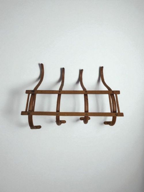 VINTAGE BENTWOOD WALL COAT RACK C1940S HALL HANGER - ADDITIONAL PHOTO 7