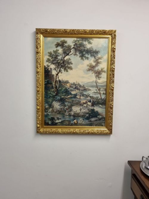VINTAGE TEXTURED PRINT SERENE POOL AFTER CIGNAROLI C1955 - ADDITIONAL PHOTO 8