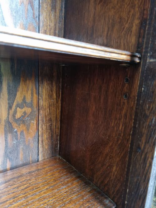 ANTIQUE SOLID OAK GLAZED BOOKCASE DISPLAY CABINET C1930 - ADDITIONAL PHOTO 2