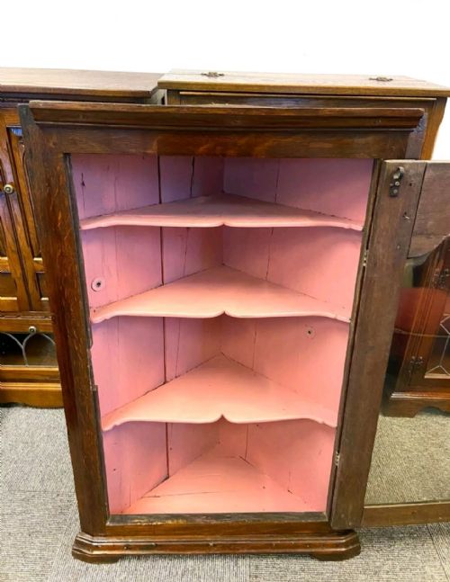 ANTIQUE ENGLISH GEORGIAN GLAZED CORNER CABINET C1760 - ADDITIONAL PHOTO 4