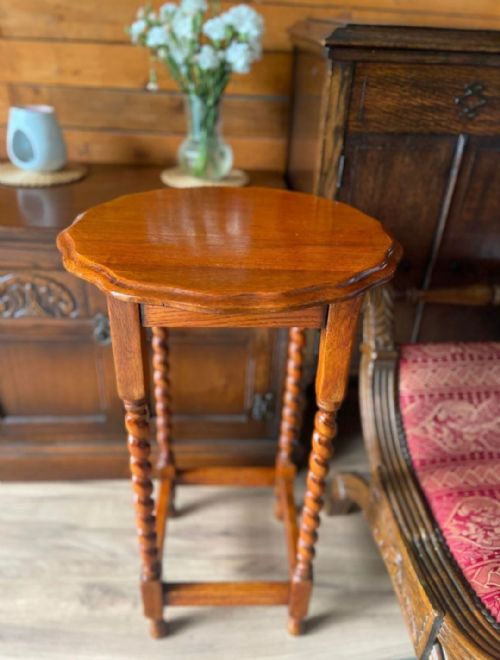 ANTIQUE ENGLISH OAK PLANT STAND BARLEY TWIST LEGS C1920S - ADDITIONAL PHOTO 1