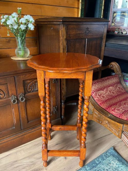ANTIQUE ENGLISH OAK PLANT STAND BARLEY TWIST LEGS C1920S - ADDITIONAL PHOTO 3