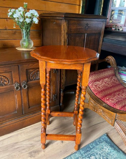 ANTIQUE ENGLISH OAK PLANT STAND BARLEY TWIST LEGS C1920S - ADDITIONAL PHOTO 5