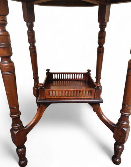 ANTIQUE VICTORIAN OCTAGONAL SIDE TABLE C1880S1900S MAHOGANY FINISH - ADDITIONAL PHOTO 1