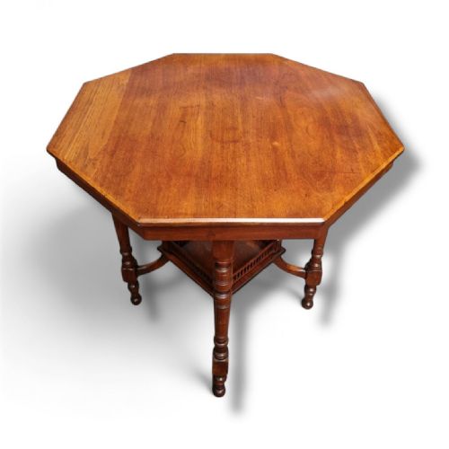 ANTIQUE VICTORIAN OCTAGONAL SIDE TABLE C1880S1900S MAHOGANY FINISH - ADDITIONAL PHOTO 2
