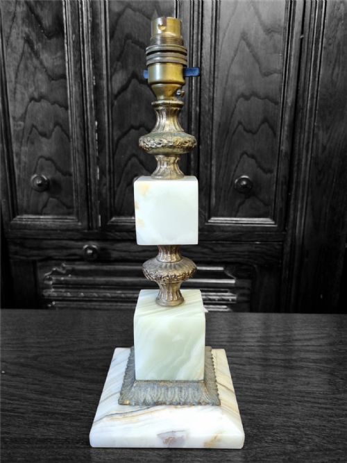 VINTAGE ART DECO ONYX BRASS TABLE LAMP C1930S - ADDITIONAL PHOTO 2