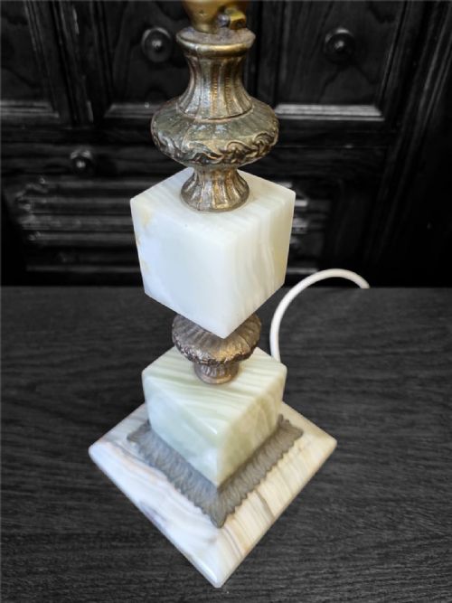 VINTAGE ART DECO ONYX BRASS TABLE LAMP C1930S - ADDITIONAL PHOTO 4