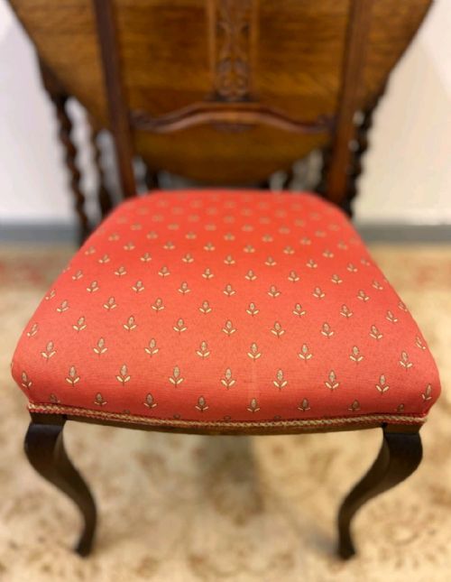 ANTIQUE BEDROOM CHAIR LATE VICTORIAN HANDCARVED BACK RED UPHOLSTERED SEAT - ADDITIONAL PHOTO 5