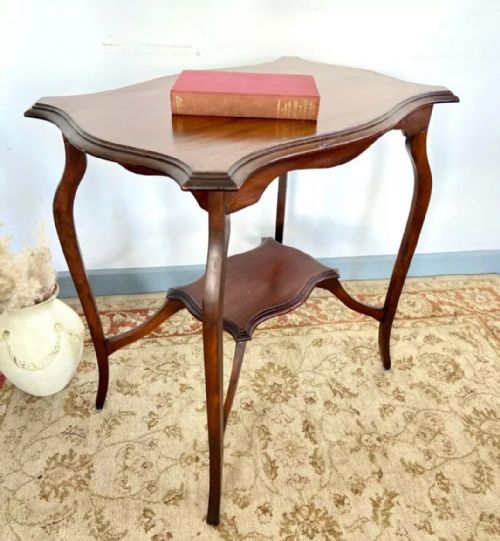 VINTAGE EDWARDIAN TWOTIER MAHOGANY OCCASIONAL TABLE C1910 - ADDITIONAL PHOTO 1