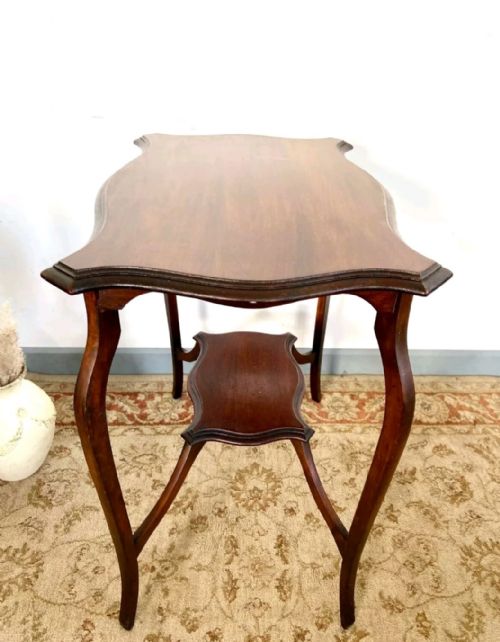 VINTAGE EDWARDIAN TWOTIER MAHOGANY OCCASIONAL TABLE C1910 - ADDITIONAL PHOTO 5