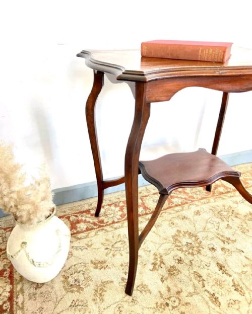 VINTAGE EDWARDIAN TWOTIER MAHOGANY OCCASIONAL TABLE C1910 - ADDITIONAL PHOTO 7