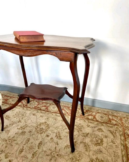 VINTAGE EDWARDIAN TWOTIER MAHOGANY OCCASIONAL TABLE C1910 - ADDITIONAL PHOTO 8