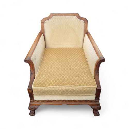 ANTIQUE EDWARDIAN CARVED MAHOGANY ARMCHAIR CLAW BALL FEET C1910 - ADDITIONAL PHOTO 3