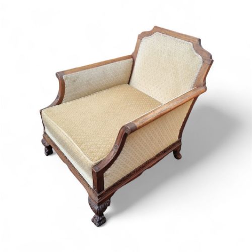 ANTIQUE EDWARDIAN CARVED MAHOGANY ARMCHAIR CLAW BALL FEET C1910 - ADDITIONAL PHOTO 5