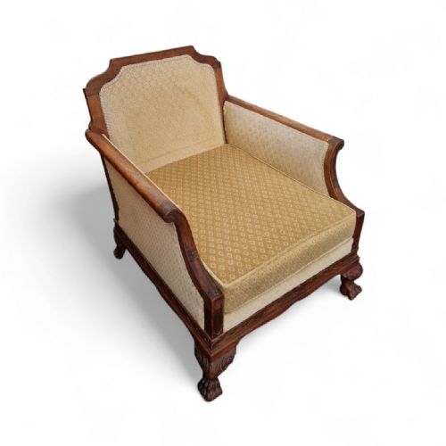ANTIQUE EDWARDIAN CARVED MAHOGANY ARMCHAIR CLAW BALL FEET C1910 - ADDITIONAL PHOTO 8