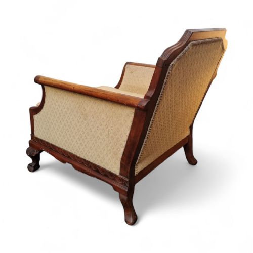 ANTIQUE EDWARDIAN CARVED MAHOGANY ARMCHAIR CLAW BALL FEET C1910 - ADDITIONAL PHOTO 10