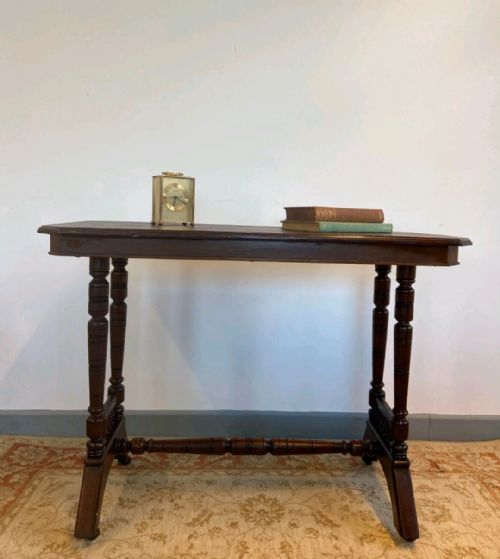 ANTIQUE VICTORIAN WALNUT CENTRE TABLE TURNED SPINDLE BASE C1890 - ADDITIONAL PHOTO 5